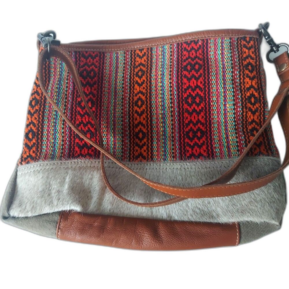 Myra Bag Purse Crossbody Bag Upcycled Western Boho Leather Fur